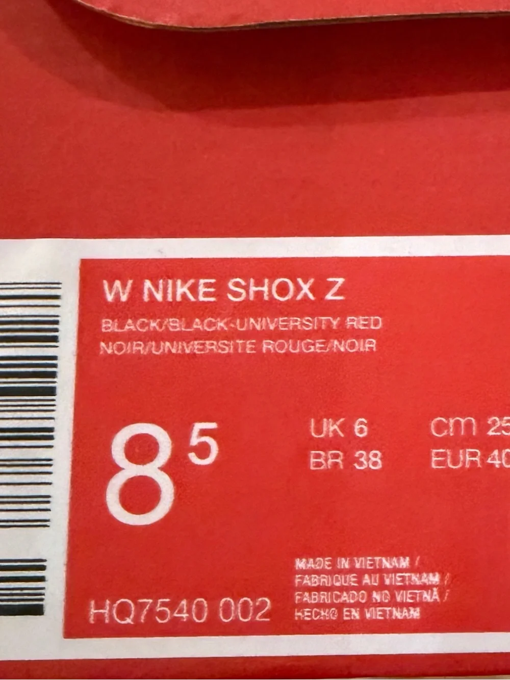 Nike Shox Z Black Sneakers with Red  Accent